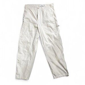 Cream and tan vintage carpenter pants Length:110cm Waist:42cm